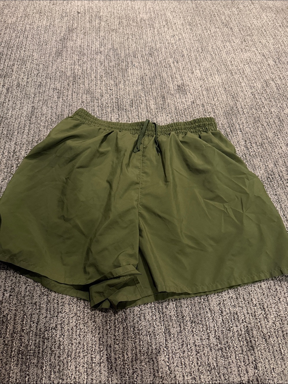 Olive Green mens Elastic-Waist Shorts